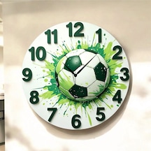 Futbol Top Renkli Baskı Desenli Sayılı Hediyelik Ahşap Sessiz Tablo Duvar Saati 72 Renkli
