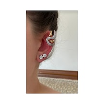 Lunarie Sarmal Zirkon Taşlı Vintage Kulak Tırmığı Ear Cuff Küpe Altın