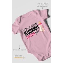 Morivokids Dayıya Özel Kısa Kollu Bebek Body %100 Pamuk Zbn186-kk Koyu Pembe