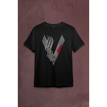 Vikingler Logo Vikings Gri Baskılı Tişört Unisex T-shirt 001