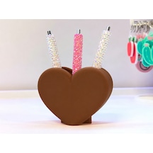 3d Baskı Kalp Şekilli Kalemlik - Masaüstü Organizer - Kahverengi Çok Renkli
