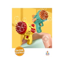Pilli Bubble Gun - Işıklı Köpük Baloncuk Makinesi Tabancası 29 Delikli - Eğlenceli Çocuk Oyuncağı