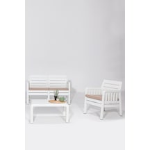 Lara / 2 1 S Bahçe Takımı Balkon - Bahçe - Teras Mobilyası / Beyaz