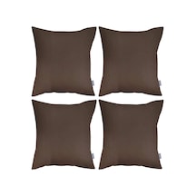 Tr Kahverengi Kırlent Kılıfı 4'lü Set - Gizli Fermuarlı - Kadife Dokulu Kahverengi 43 X 43 De'vornm2129 Genel