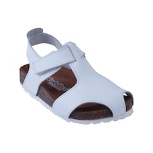 Toddler 8324 Anatomik Deri Mantar Taban Beyaz Sandalet Beyaz