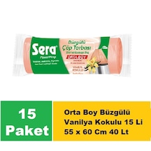 Sera Çöp Torbası Büzgülü Vanilya Orta Boy 55 X 60 Cm 15 X 15 Li