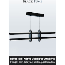 Halo Füme Lineer Led Sarkıt Avize Kumandalı Dim Edilebilir Yukarı & Aşağı Işık Altın - Beyaz Işık
