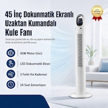 Profesyonel 45 İnç Elektrikli Kanatsız Dokunmatik Ekranlı Uzaktan Kumandalı Ayaklı Hava Soğutma Kule Fanı -1651