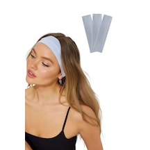 3lü Saç Bandı Pamuk Kadın Bandana Likra Spor Kafa Bandı Buz Mavi Buz Mavisi