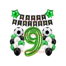 Futbol Yeşil 9 Yaş Doğum Günü Balon Set Psyslfutbol Çok Renkli