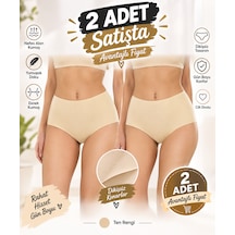 Fabony Kadın Ten Lazer Kesim Yüksel Bel Bato Slip Külot Korse-2 Adet- 2040w Ten Rengi