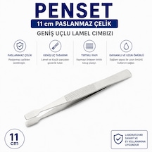Penset 11 Cm Paslanmaz Çelik - Geniş Uçlu Lamel Cımbızı