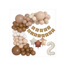 Kraft Gold Banner 2 Yaş Folyo Yıldızlı 30 Balon Konsept Doğum Günü Seti