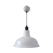 Rys Retro Metal Dekoratif Beyaz İçi Beyaz Siyah Duylu Tekli Sarkıt Avize Çap:30 Cm-rys5093