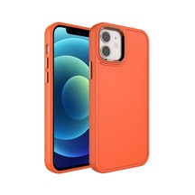 Ardemix Apple Uyumlu iPhone 12 Metal Çerçeve Ve Buton Tasarımlı Sert Botox Kılıf-turuncu Turuncu