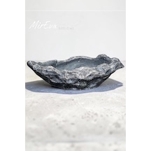 Tr Modern Beton Dekoratif Kase Gri Siyah Taş Dokulu Orta Sehpa Objesi El Yapımı Salon Ve Masa Üstü Dekoru