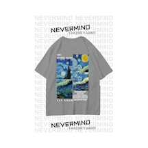 Unisex Van Gogh Baskılı Oversize Tshirt Antrasit