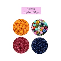 Dökme Cam Kum Boncuk Büyük Boy 6/0 4 Mm - 4 Renk - Toplam 80 Gram - Bnc413