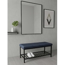 Özcan Metal Metal Ayaklı Raflı Bench Puf Bank Antre Mutfak Salon Yatak Odası Puf Bank 105 40 Lacivert
