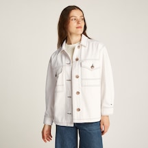 Tommy Hilfiger Dnm Oversized Utility Clr Kadın Beyaz Ceketdüzww0ww43728