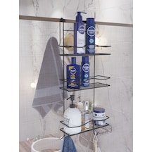 Suntel 3 Katlı Duşakabin Askısı Banyo Düzenleyici Banyo Organizer Siyah