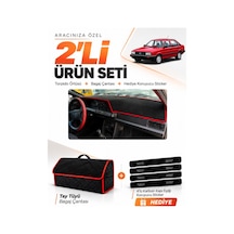 E-biz Volkswagen Passat B2 1980-1988 Uyumlu Torpido + Tay Tüyü Çanta - Siyah-kırmızı - Vw014