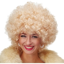 Altın Renk Kıvırcık Afro Bonus Peruk Saç Parti Peruğu Platin Gold Çocuk