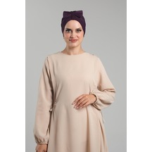 Hürrem Bone Mürdüm Pratik Hazır Geçmeli Fiyonklu Bone Sandy Çift Taraflı Çapraz 3007b 07 Mürdüm