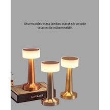 Modern Usb'li Kablosuz Masa Lambası Minimalist Tasarım, 3 Farklı Parlaklık Altın