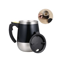 Stainless Steel Otomatik Manyetik Karıştırıcı Bardak 400ml - Kahve, Çay Ve Protein İçin - Ofis, Ev Kullanıma Uygun Pil Dahil Değil Siyah Siyah