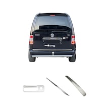 Volkswagen Caddy 2004-2010 3'lü Krom Arka Set Bagaj Çıtası + Bagaj Alt Çıtası + Bagaj Açma Paslanmaz