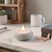 Modern Tasarım Led Tealight Yuvarlak Beyaz Mumluk Dekoratif Masa Üstü Aksesuarı Beyaz