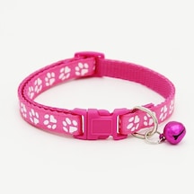 Pembe Çanlı Ayarlanabilir Köpek Yavrusu Bling Pati Baskılı Köpek Tasma Pembe