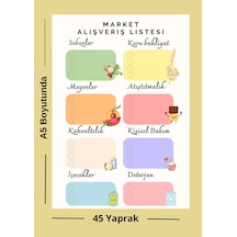 Market Alışveriş Listesi A5 Not Defteri 45 Yaprak Çok Renkli