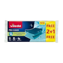 Vileda Pro Clean Aktif Enzimli Oluklu Sünger, 3 Lü Paket Açık Indigo
