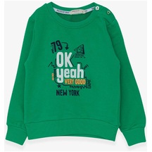 Breeze Erkek Çocuk Sweatshirt Yazı Baskılı 2-6 Yaş, Yeşil-yeşil