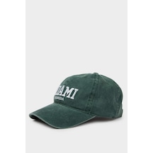 Defacto Erkek Nakışlı Pamuklu Cap Şapka B8022AX24SM Yeşil
