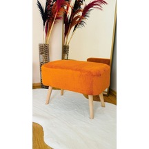 Ahşap Ayaklı Dikdörtgen Puf Tarçın