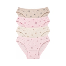 Westicgiyim Kadın Çiçekli Likralı Bikini Külot 4'lü Paket %100 Pamuk Yumuşak Rahat Asorti Desenli M L Xl çok Renkli