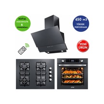 Eminçelik & AFM A47 FM7710 + 1240G Wok65 + FM3409 Antrasit - Gri Dijital 3'Lü Ankastre Set