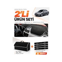 Fıat Linea Urban 2015-2021 Uyumlu Torpido Örtüsü + Tay Tüyü Bagaj Çantası + Sticker - Siyah Gri