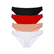 Hubrendy Tedarik 4 Adet Süper Eko Set Likralı Kadın Slip Külot Siyah Kırmızı Ten Beyaz Çok Renkli
