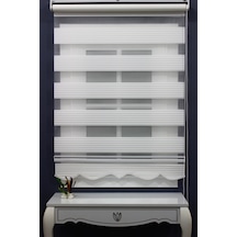 Ekru Geniş Plise Zebra Etek Altlı Model