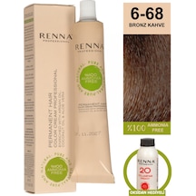 Renna Bitkisel Amonyaksız Saç Boyası 60 Ml 6-68 Bronz Kahve Oksidan Hediyeli