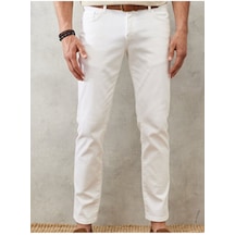 Erkek Beyaz 360 Derece Her Yöne Esneyen Rahat Slim Fit Dar Kesim Pantolon 4a1400000002 001