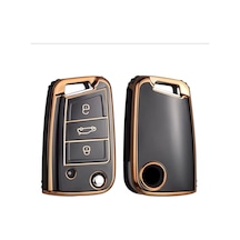 Skoda Karoq Siyah-gold Anahtar Kılıfı