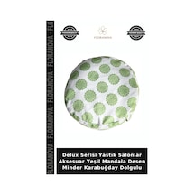 Delux Serisi Yastık Salonlar Aksesuar Yeşil Mandala Desen Minder Karabuğday Dolgulu