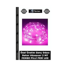 Özel Üretim Genç Odası Dekor Aksesuar 3 Mt Pembe Pilli Peri Led