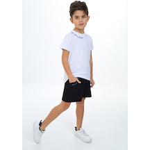 Toontoy Kids Toontoy Erkek Çocuk Yakası Baskılı Şortlu Takım Beyaz