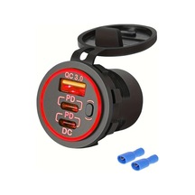 Dashanshop Kırmızı Kablosuz 30w Pd3.0 18w Qc3.0 3 Port Araç Şarj Cihazı Düğmeli Abs 12v/24v